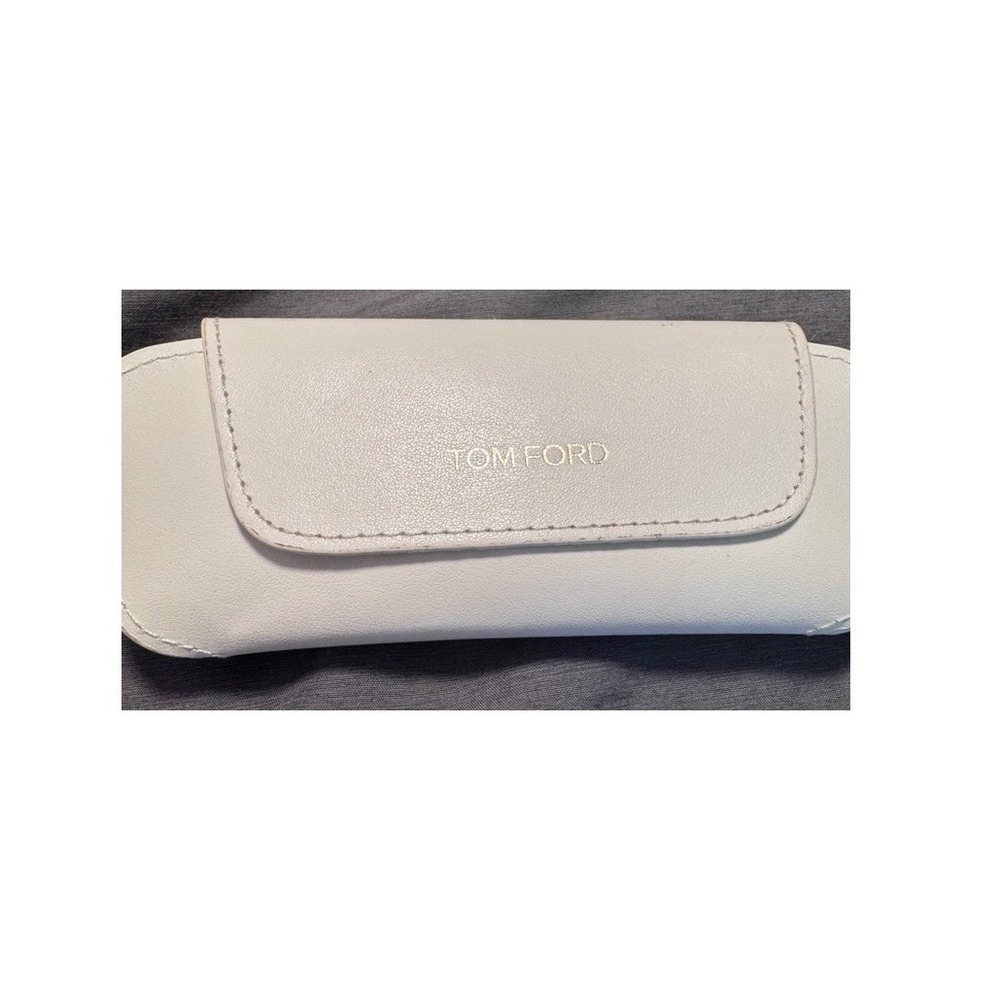 Tom Ford White Faux Leather Sunglasses Case Magnetic Closure Designer Eyewear